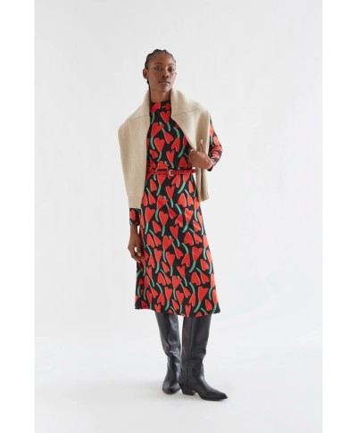 Vestido midi de manga larga con estampado Ciclamen