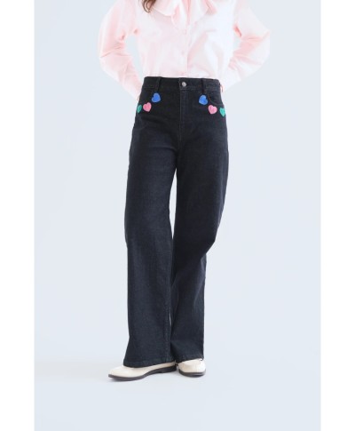 Pantalón vaquero negro con estampado Candy