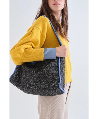 Bolso de hombro tweed negro