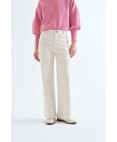 Pantalón vaquero blanco crudo con bolsillos de corazones