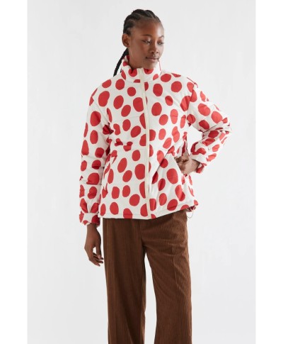 Abrigo corto con estampado de lunares grandes rojo