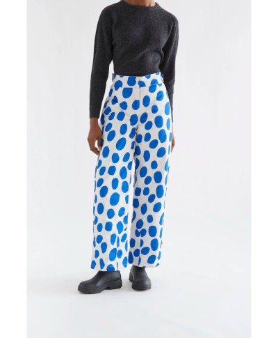 Pantalón con estampado lunares grandes azul