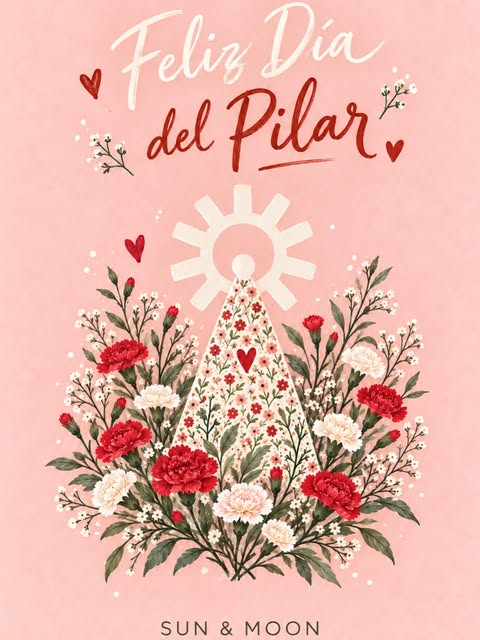 “Feliz Día del Pilar ❤️
Que disfrutéis muchísimo de este día tan especial, rodeadas de vuestra gente y de todo lo bonito que se vive hoy en Zaragoza.

¡Felices fiestas, zaragozanas!”

#FelizDíaDelPilar #Zaragoza #SunAndMoonZaragoza